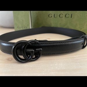 Gucci GG Marmont thin black belt